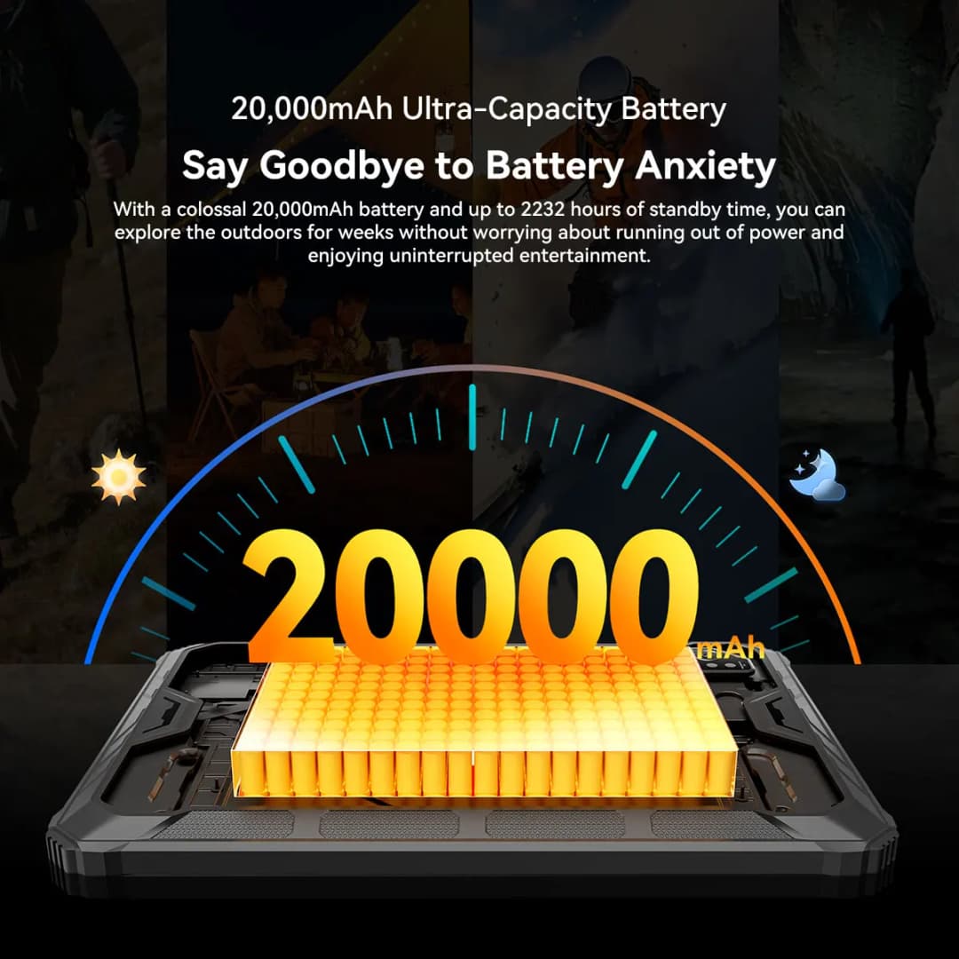 جهاز بلاك فيو أوسكال سبايدر 10 اللوحي المتين، شاشة 11 بوصة FHD+IPS بمعدل تحديث 60 هرتز، ذاكرة وصول عشوائي 8 جيجابايت، ذاكرة داخلية 256 جيجابايت، بطارية 20000 مللي أمبير، معالج ميدياتيك ديمينسي G81، أندرويد 15 - 4