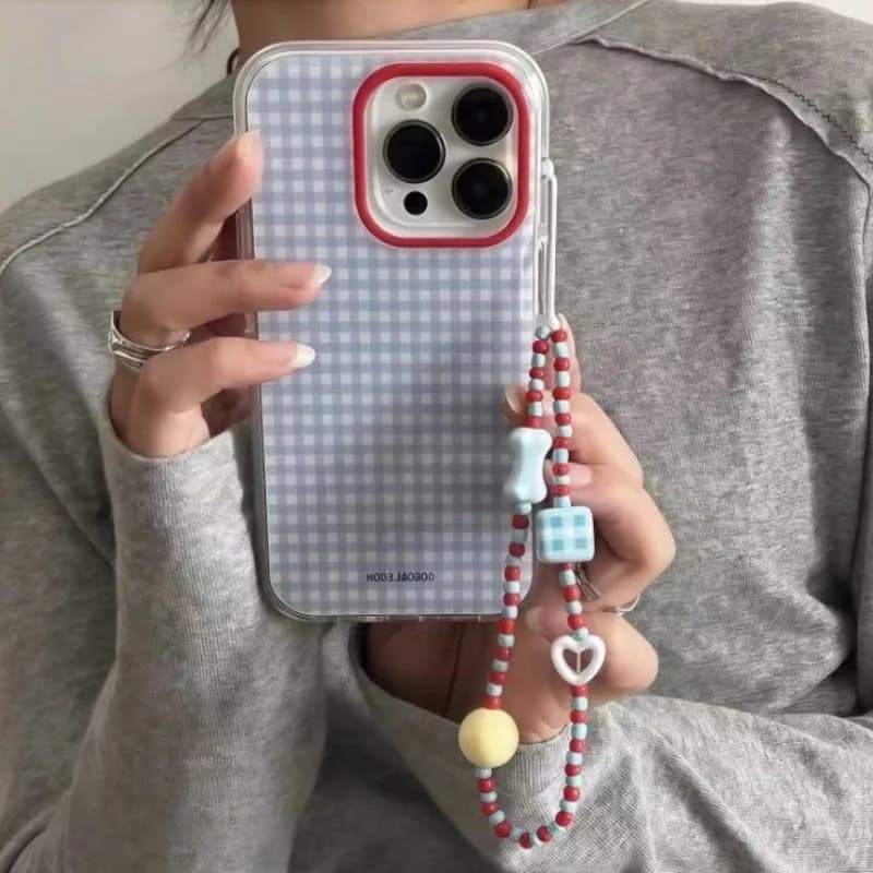 غطاء هاتف بنمط شبكة مربعات زرقاء عصرية لهواتف آيفون 17 برو 16 15 14 13 12 11 برو ماكس 16e X XR XS ماكس 7 8 بلس غطاء ناعم