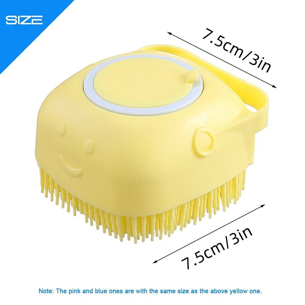 Dog Bathing Brush Pet Massage Brush Shampoo Dispenser Soft Silicone Brush Rubber Bristle for Dogs and Cats Shower Grooming Tool - 2