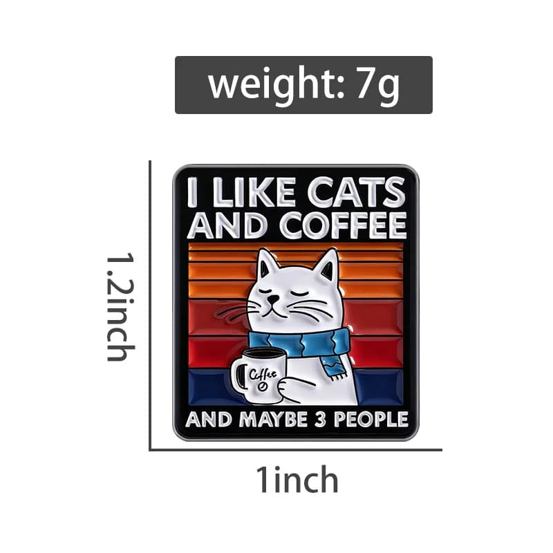 أحب القطط والقهوة وربما 3 أشخاص دبابيس مينا كرتون قطة تشرب القهوة بروشات سبيكة شارة طية الصدر مجوهرات هدايا مضحكة - 6