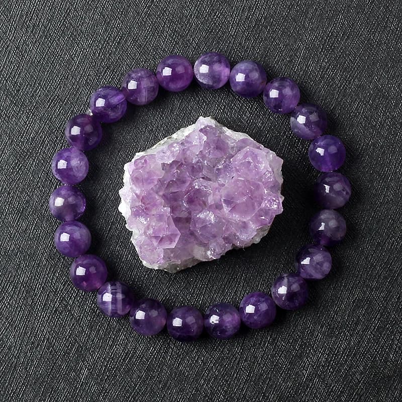 Geniune Amethyst Natural Crystal Bracelet for Women Pulsera Amethust Bracelet Made of Real Natural Stone Beads Body-Purifying - 5