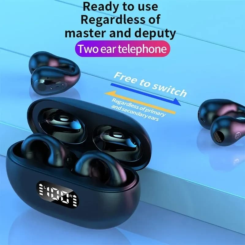 NEW TWS Q80 Wireless Headphones Bluetooth 5.3 Bone Conduction Earphones Earclip Design Touch Control Led Earbuds Sports Headsets - 2