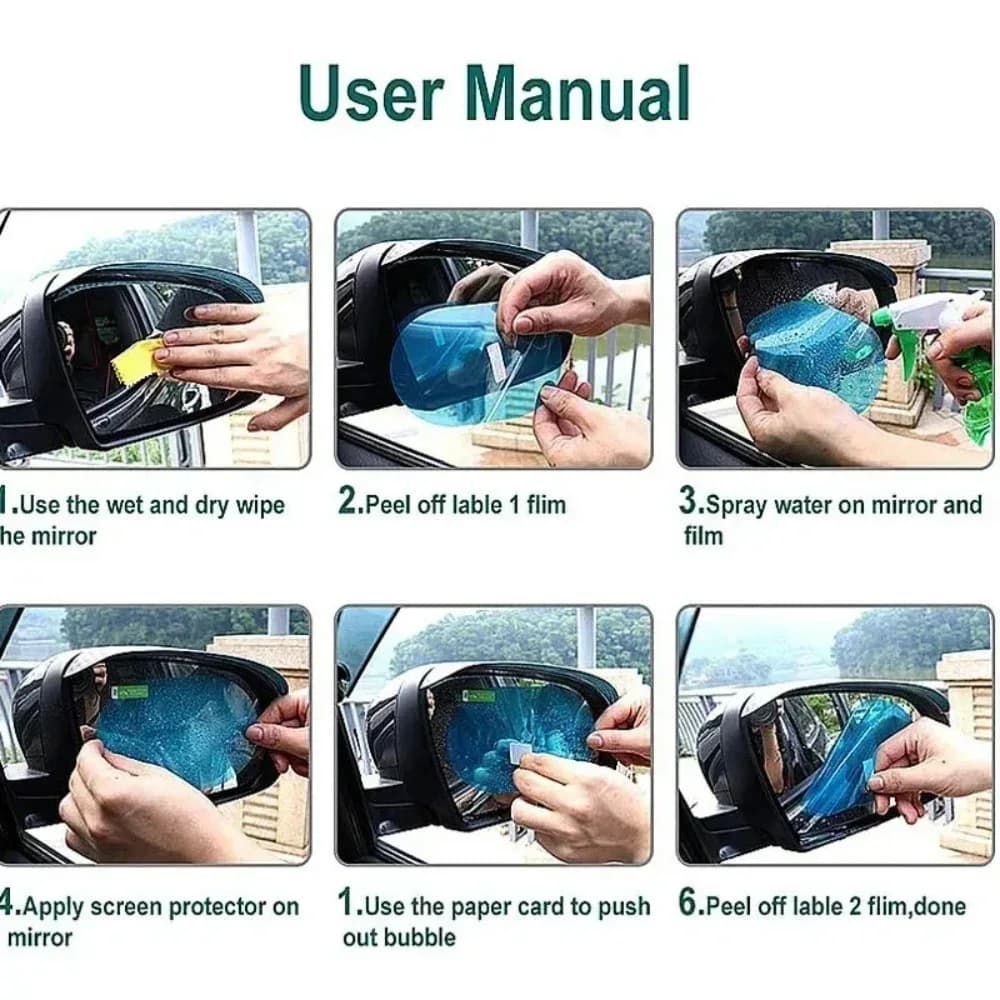 Car Rearview Mirror Protective Film Anti Fog Membrane Anti-Glare Waterproof Rainproof Car Sticker Clear Film - 3