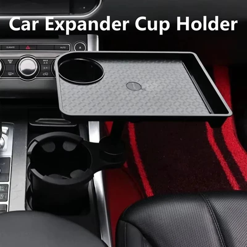 High Quality Universal Car Cup Holder Tray - 360 °   Rotating Adjustable Dual Cup Organizer - 5