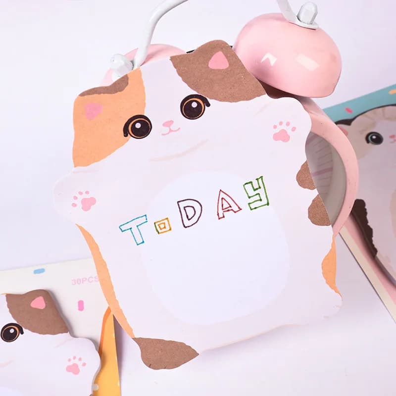 30 sheets Cat Sticky Notes for Students High-looking Memo Notes Sticky Tearable Note Pad Notepad Prizes Cute Stationary Supplies - 4