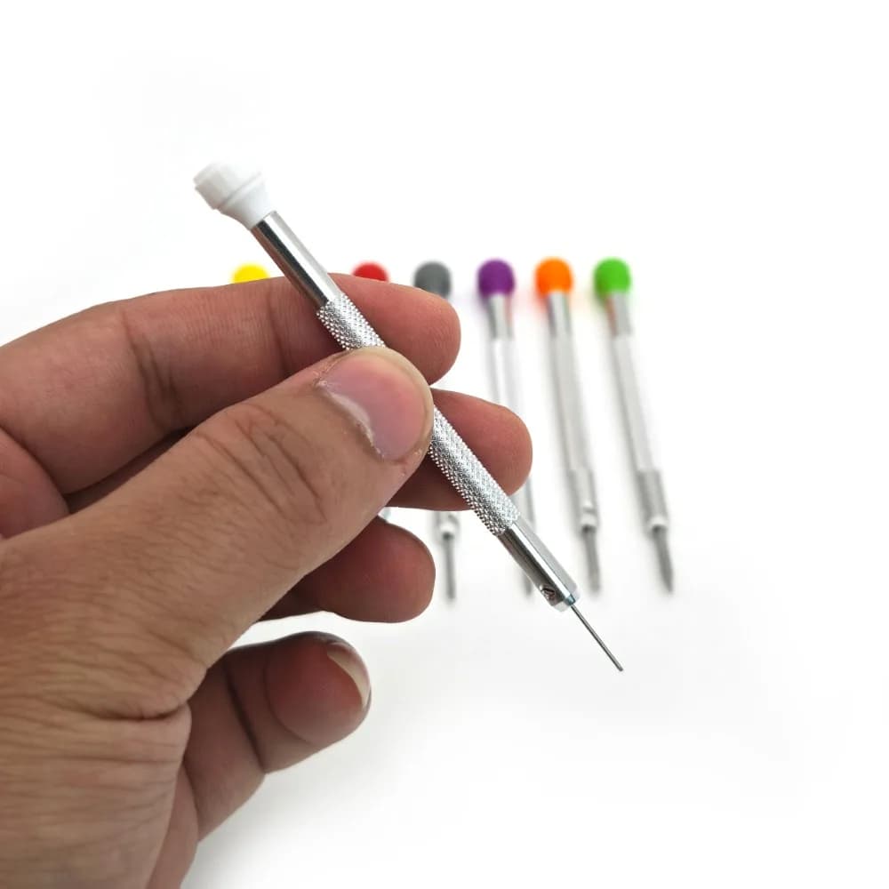 مجموعة مفكات صغيرة مسطحة للساعات 8 قطع لإصلاح وصيانة الساعات مفك دقيق لصانعي الساعات أدوات احترافية للساعات - 3