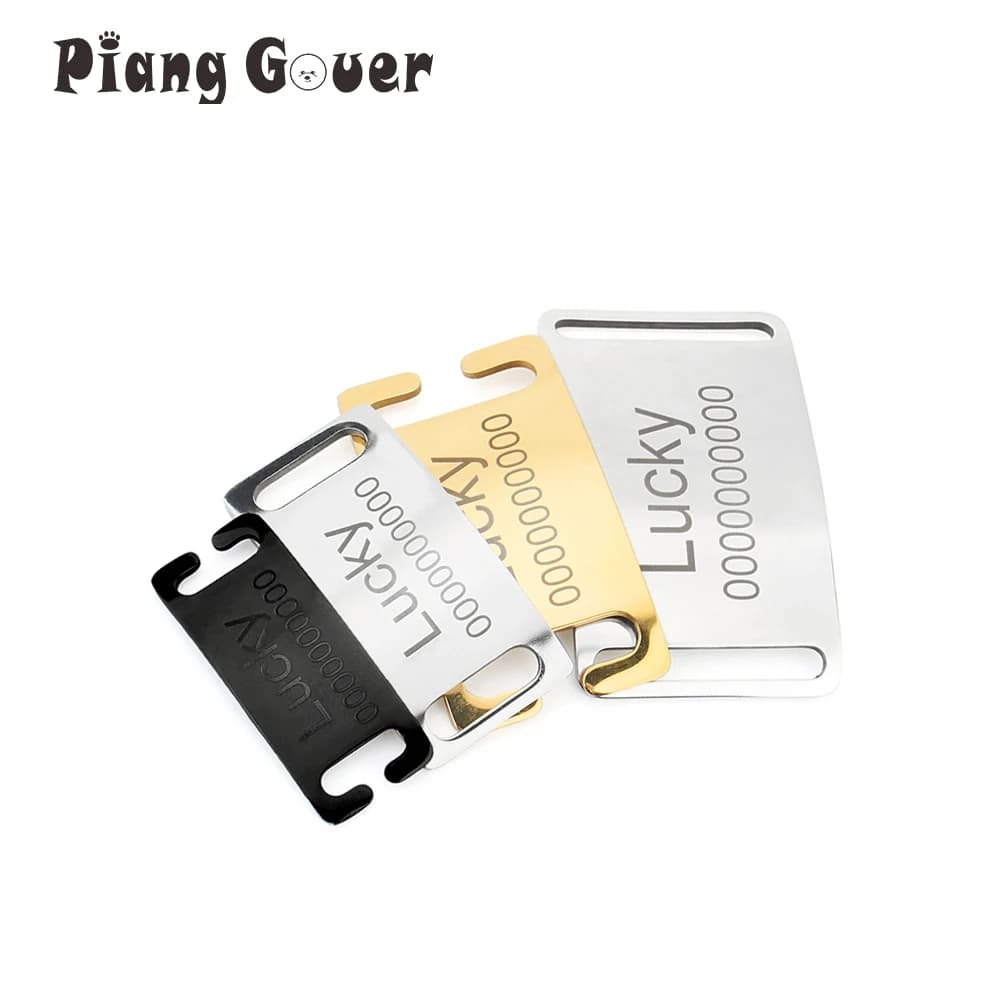 إكسسوارات طوق كلب قطة منحني مخصص اسم بطاقة هوية مضادة للفقدان لوحة اسم مخصصة نقش أسود فضي ذهبي