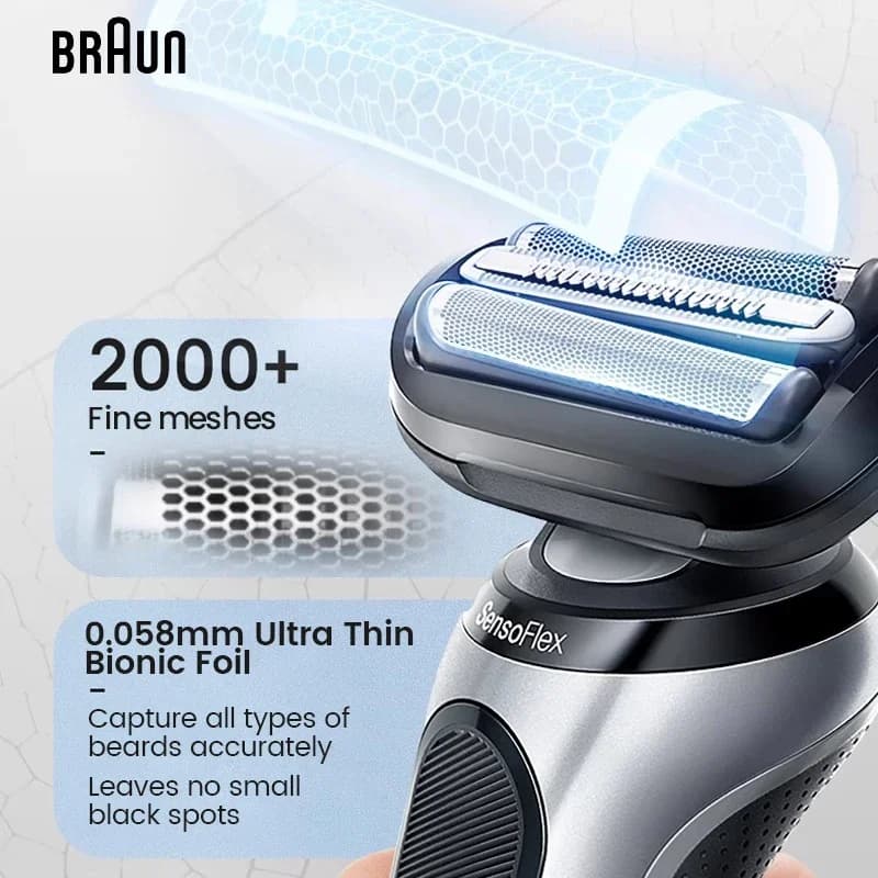 Braun Series 6 Pro Electric Shaver 62-S1200s for Men Wet and Dry Razor Turbo Gentle Shaving Modes with Precision Trimmer Pouch - 3