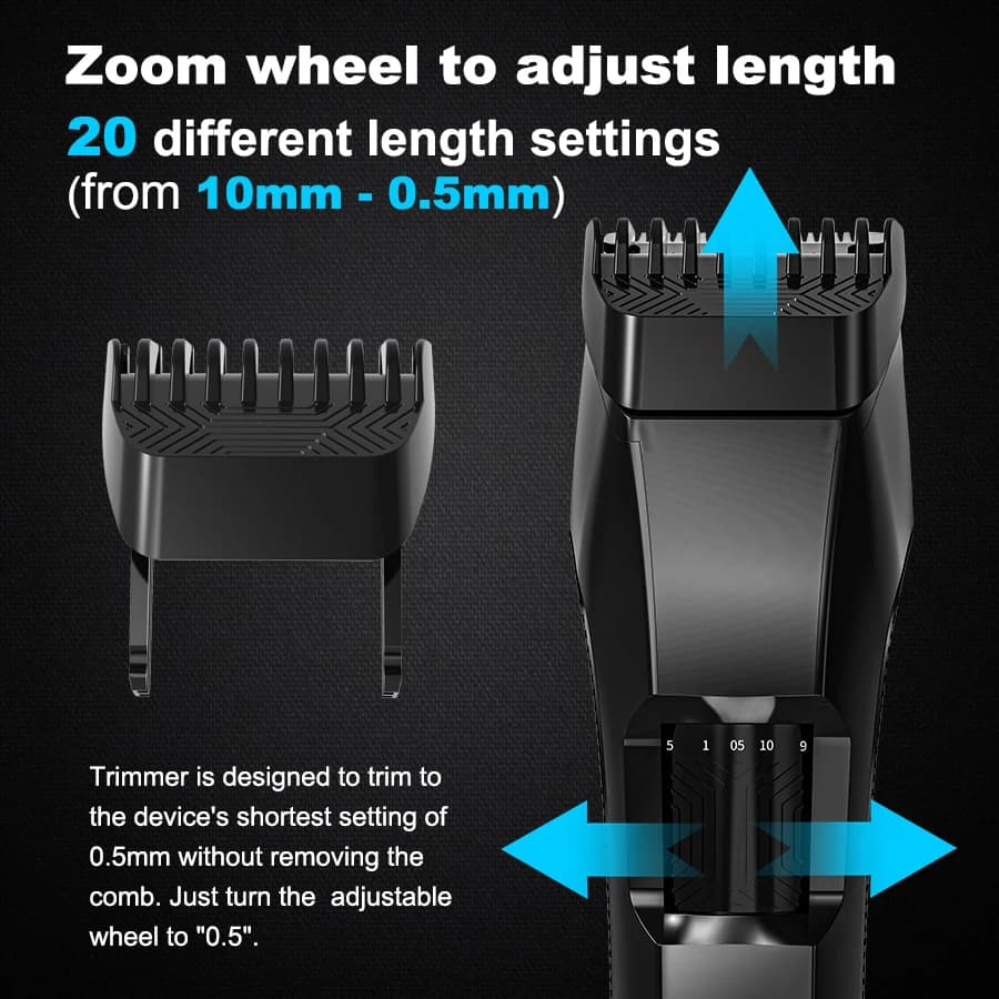 The Beard Men's Beard Trimmer - 20 Length Adjustable Cordless Clipper for Facial & Body Manscaping - 5