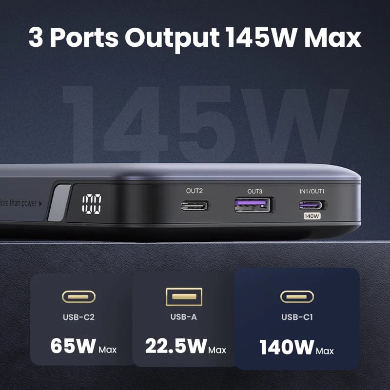 يوجرين بنك طاقة محمول 25000 مللي أمبير 140 واط شحن سريع PD لابتوب نوت بوك شاومي 13 بطارية خارجية شحن سريع - 2