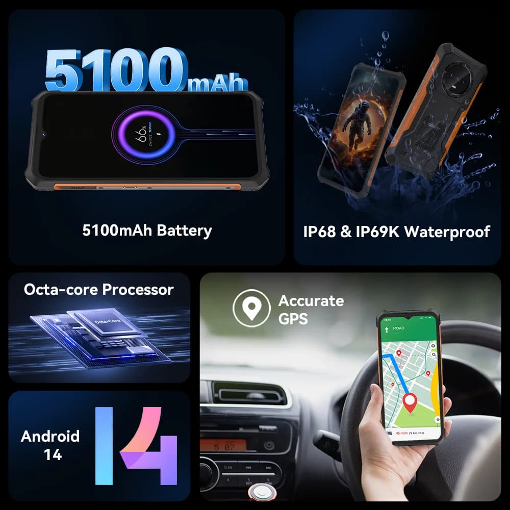 Cubot KingKong ES Ultra-thin Rugged Android Smartphone, 16GB RAM(6GB+10GB), 128GB ROM, 6.56" 90Hz Screen, 48MP Camera, 4G Phone - 2