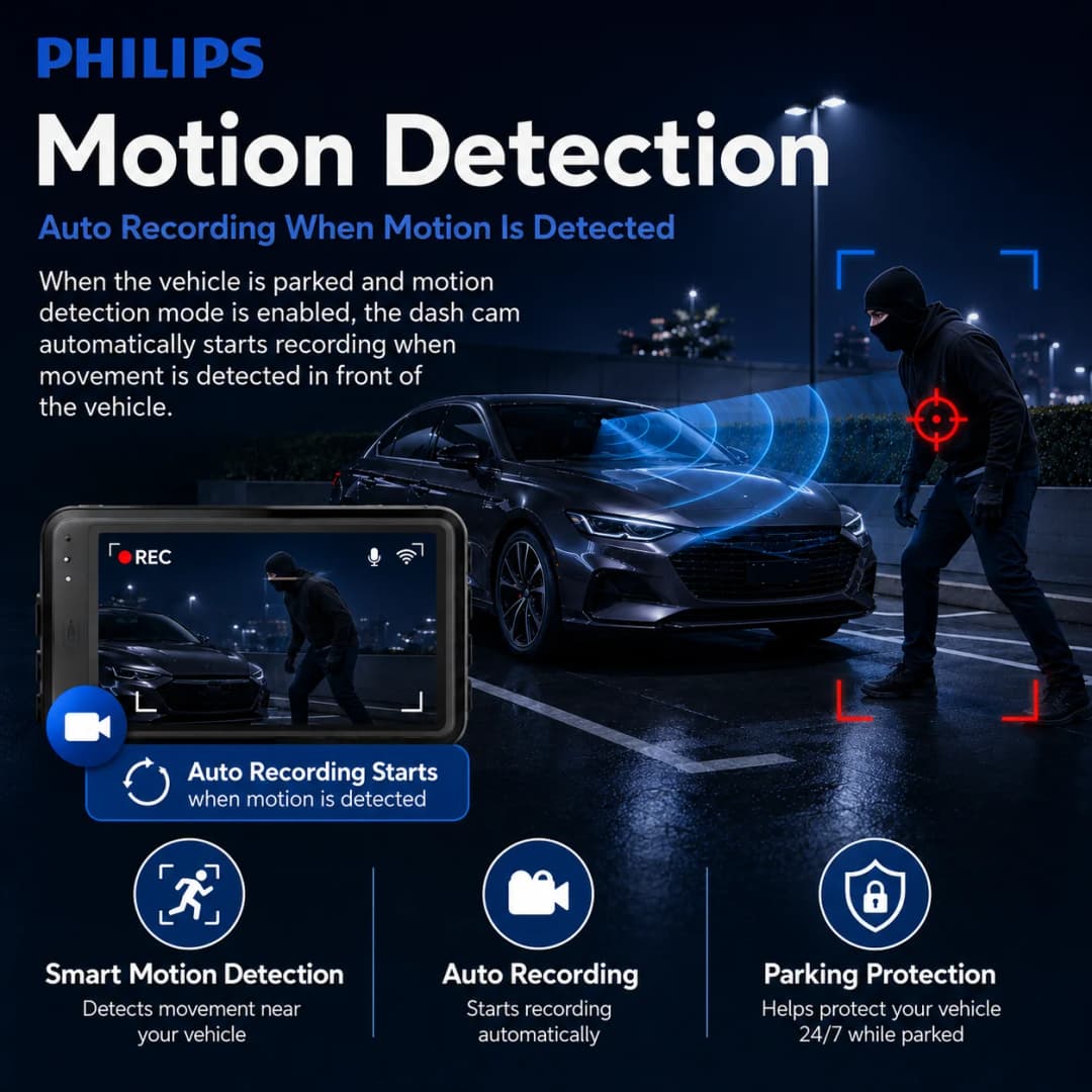 كاميرا سيارة PHILIPS Dash Cam B05 بدقة 4K+2K HDR مزدوجة أمامية وخلفية بشاشة 3.16 بوصة IPS واي فاي 2.4G 5.8G تطبيق GPS دعم كشف الحركة أثناء الوقوف 24 ساعة - 4