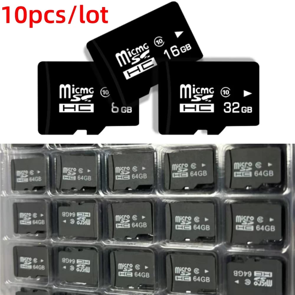بطاقة ذاكرة Mini TF SD عالية السرعة 10 قطع 128GB 64GB 32GB 16GB 8GB بطاقة فلاش TF SD