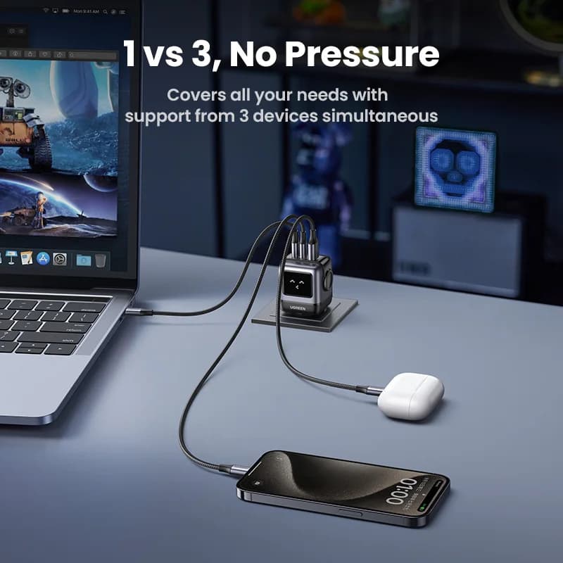 يوجرين شاحن 65 واط بتصميم روبوت أونو وشحن سريع PD وPPS وPD3.0 لهاتف آيفون 17 و16 و15 وشحن سريع لابتوب شاومي وماك بوك برو - 3