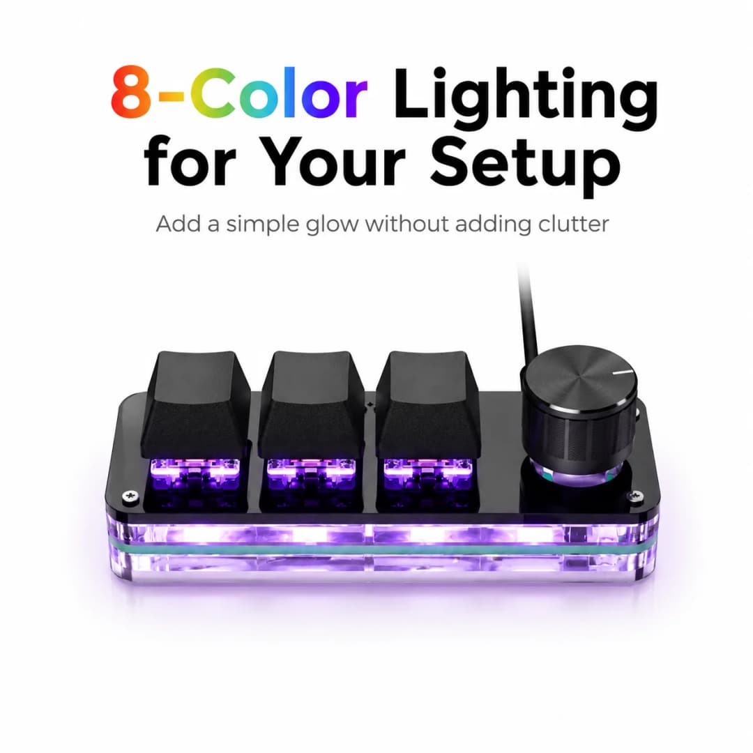 لوحة مفاتيح برمجة ماكرو باد RGB صغيرة قابلة للتبديل السريع للألعاب مقبض مخصص لوحات المفاتيح مفتاح أحمر 3 مفاتيح مقبض للوسائط المتعددة Photoshop - 6