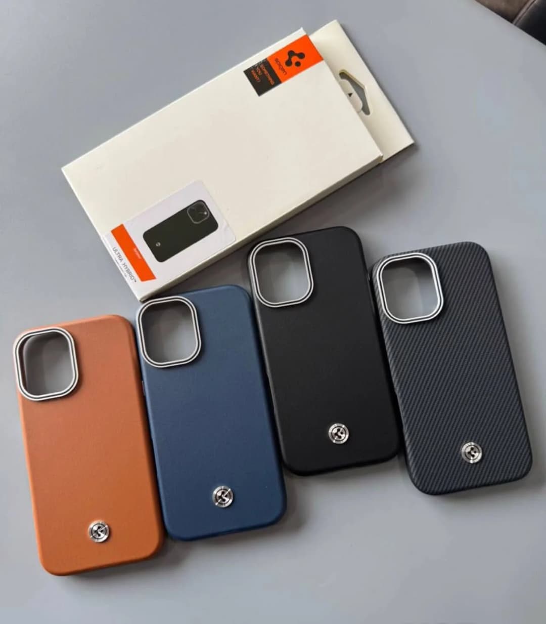 Spigen Enzo Leather MagFit For Magsafe Case for iPhone 17 Air 16 15 14 13 Pro Max Carbon Fiber Magnetic Shockproof Matte Cover - 6