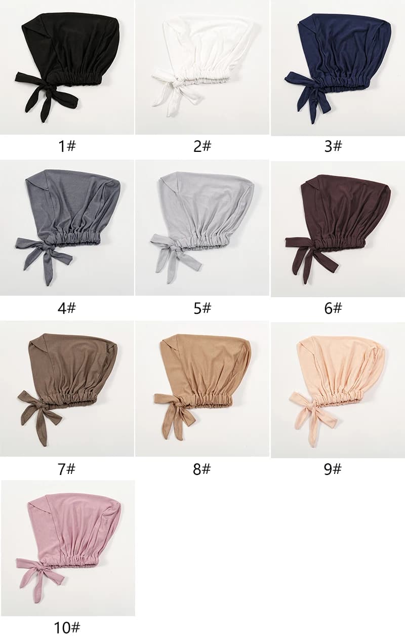 أزياء القطن جيرسي الجبين الصليب الداخلية الحجاب قبعة وشاح التعادل الخلفي قابل للتعديل مسلم تحت وشاح المرأة الحجاب الداخلي الفرقة - 3