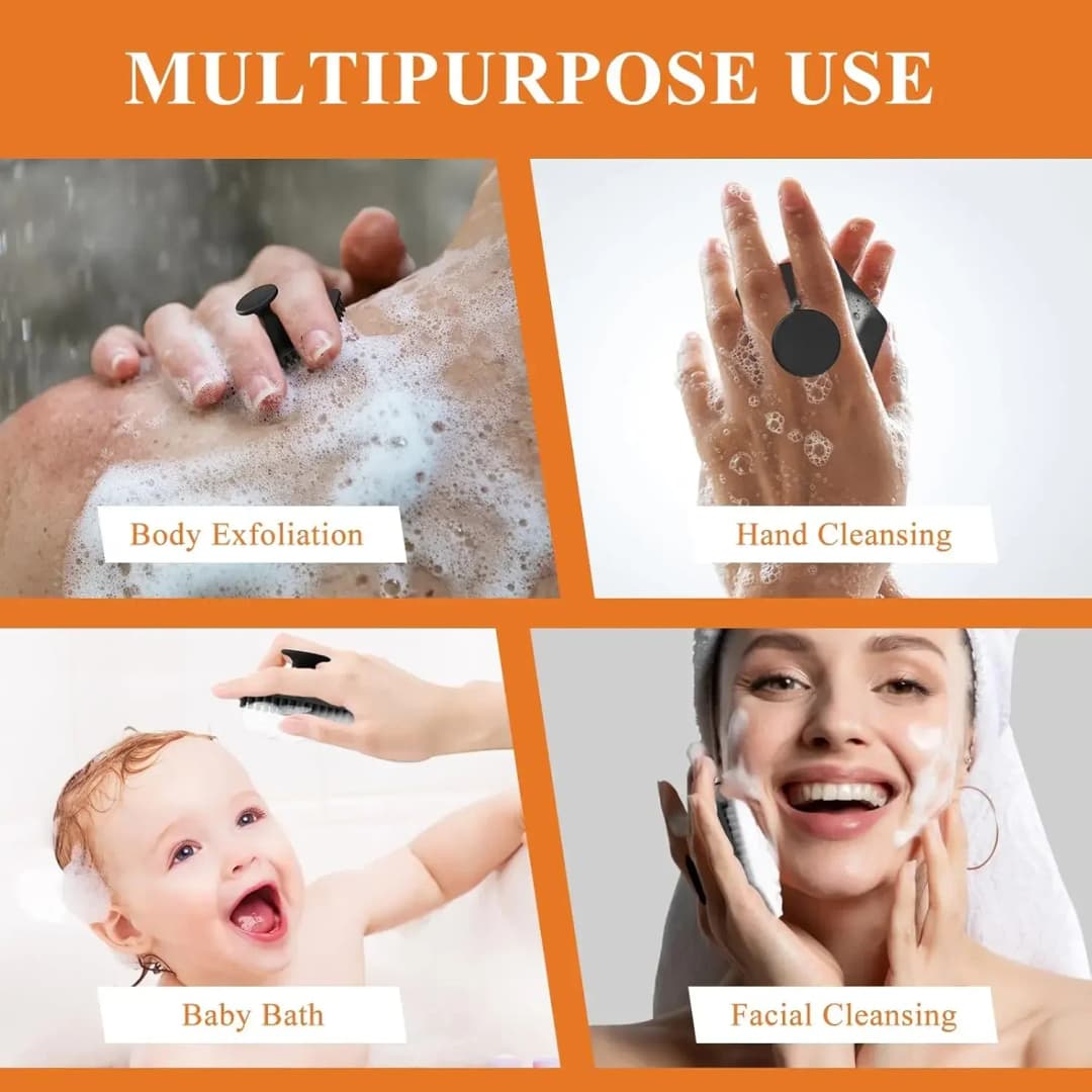 منظف فرشاة من السيليكون للتقشير بدون مقبض سهل الارتداء، منظف الجسم ينظف وتدليك البشرة، ملحقات الحمام، فرشاة الحمام - 5