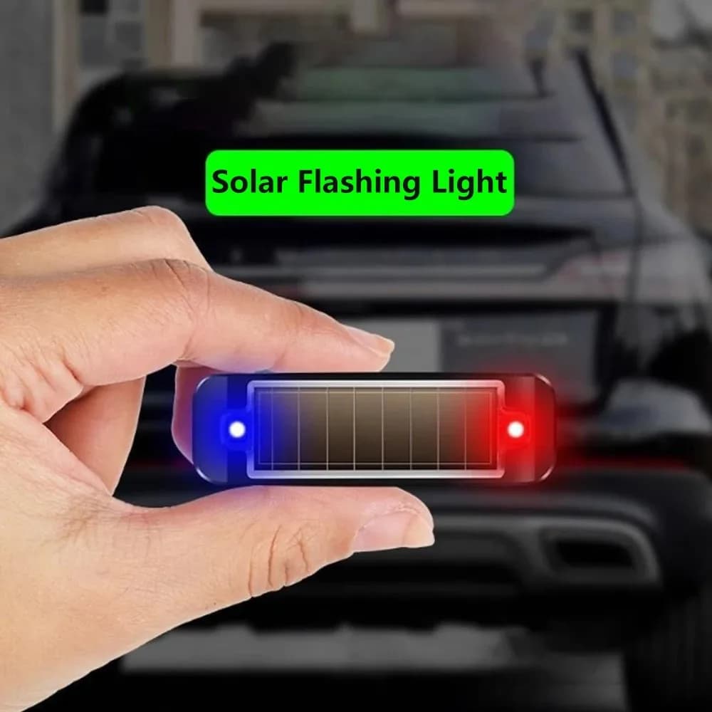 Mini LED Solar Power Car Warning Light Wireless Anti-Theft Simulated Alarm Caution Lamp Night Security Flashing Dummy Alarm