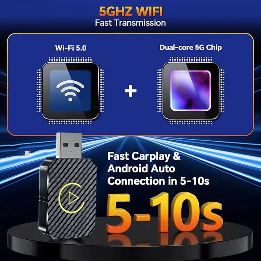 2 in 1 Wireless CarPlay & Android Auto Smart AI Dongle 5G WIFI Fast Connect Wireless Adapter Plug & Play Carplay Auto Connect - 3