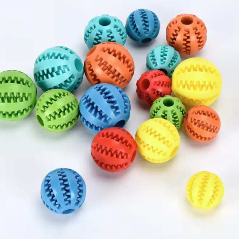 Dog Toy Ball Interactive Rubber Balls Puppy Chewing Toys Pet Tooth Cleaning Ball Cats Pets Food Treat Feeder Silicone Balls Toy - 4