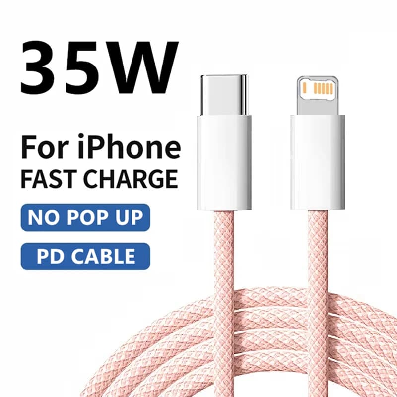 مضفر 35 واط سريع الشحن PD كابل آيفون 13 14 برو ماكس 11 12 ميني X XR XS ماكس 7 8 زائد شحن سريع USB-C كابلات البيانات 1 متر 2 متر - 2