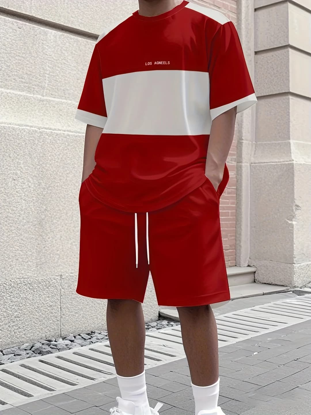 Men's Athletic Set Two-Piece Set Crew Neck Short Sleeve Top & Shorts Men's Running Outfit Plus Size T-Shirt Men's Summer T-Shirt - 2