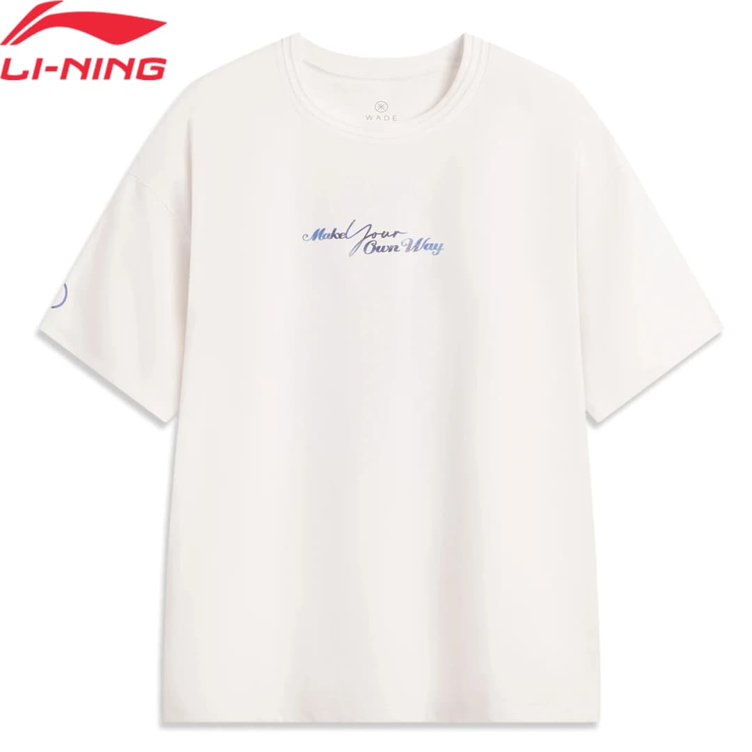 Li-Ning Men's Wade T-shirt 64%Cotton 36%Polyester Loose Breathable LiNing Sports Casual Short Sleeve Culture Tee Tops AHSV011