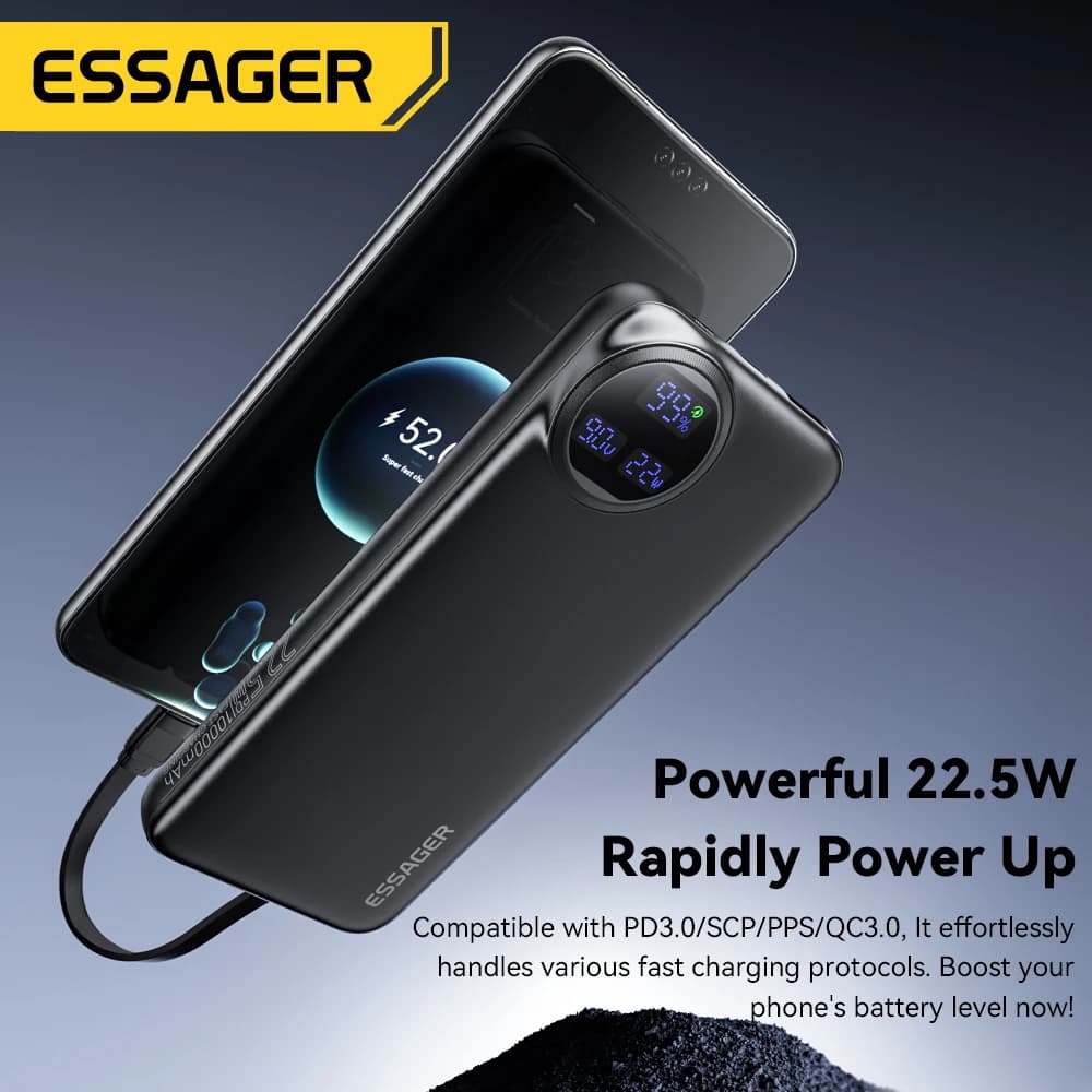 Essager Power Bank 30000mAh 22.5W PD Fast Charging Portable Powerbank 20000mAh/10000mAh For iPhone 16 15 14pro Max Huawei Xiaomi - 3