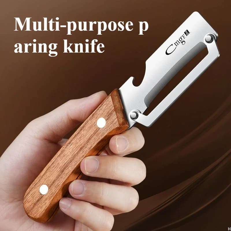 Stainless Steel Peeler With Wooden Handle Multi Functional For Fruits Vegetables Professional Kitchen Tool Ergonomic - 6