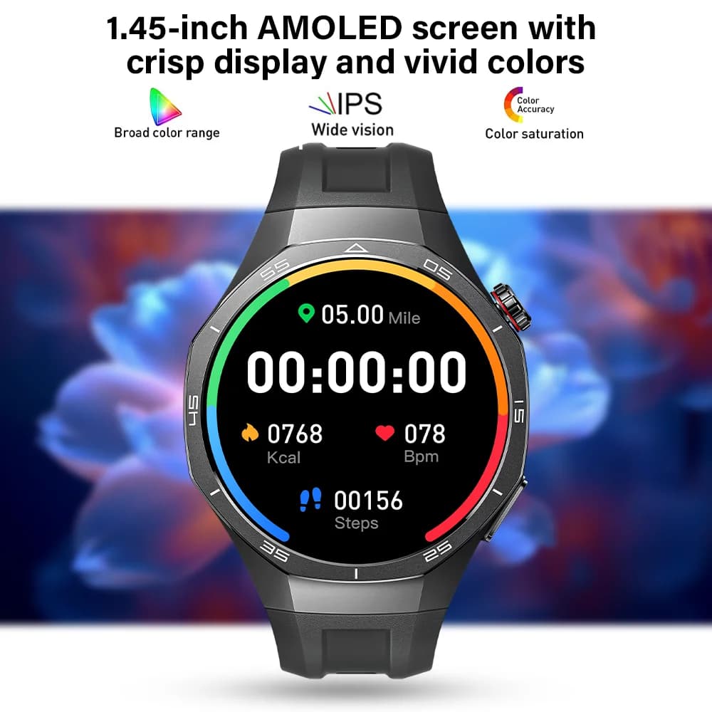 ساعة ذكية جديدة للرجال من LAXASFIT 2026، شاشة AMOLED، مراقب لمعدل ضربات القلب، مكالمات بلوتوث، هدية للعطلات للرجال والنساء - 4