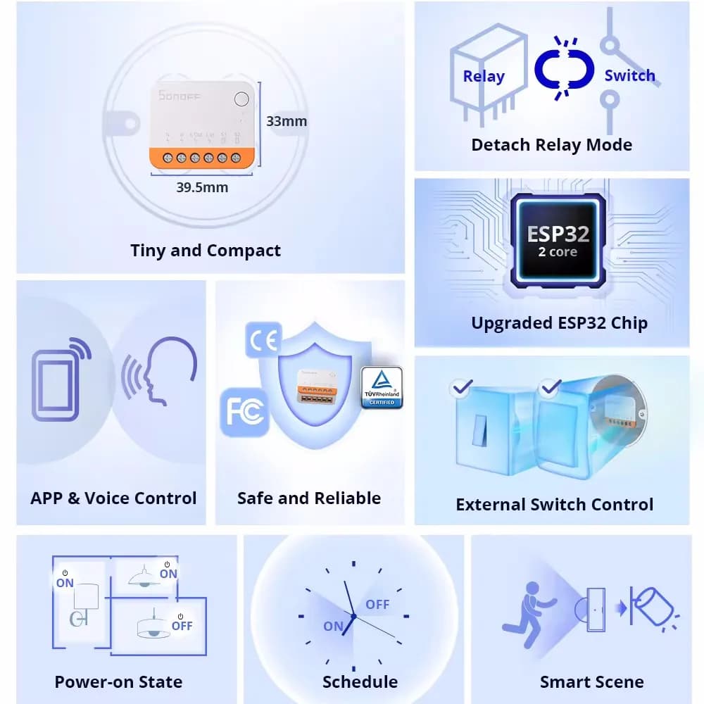 SONOFF Mini R4 Smart Wifi Switch Module Switch Two-Way Control Smart Home Works With Alexa Google Home Yandex Alice smartthi - 4