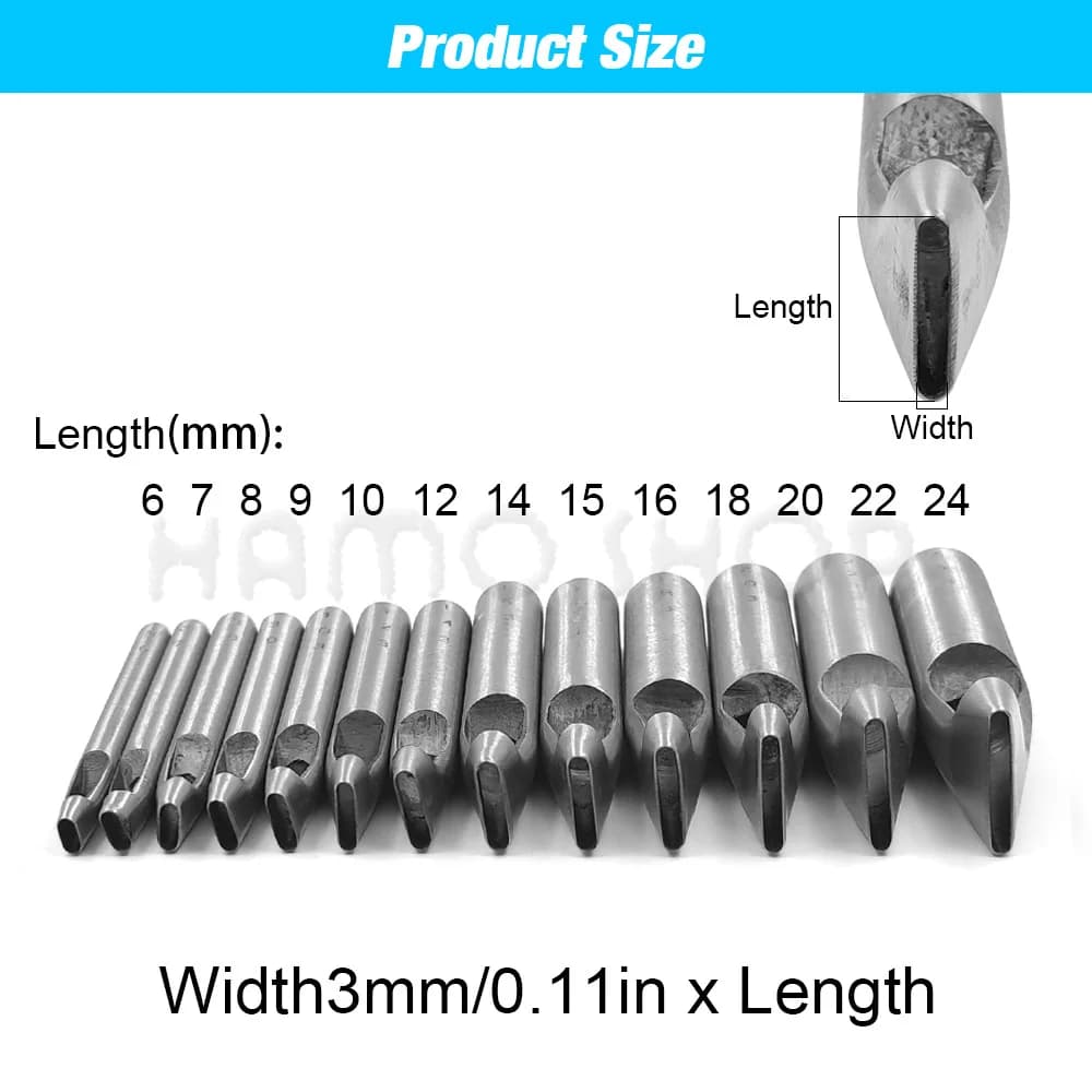 1pc 2mm-6mm Width Leather Oval Shape Hole Punch Steel Craft Hollow Hole Punch Leather Tools Leather Belt Hole Punch DIY Tools - 3