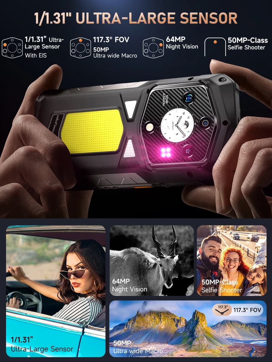 هاتف Ulefone Armor 29 Pro 5G AI متين 21200 مللي أمبير في الساعة 120 واط 64 ميجابكسل رؤية ليلية 6.67 بوصة 120 هرتز ذاكرة قراءة فقط 512 جيجابايت هاتف محمول MTK Dimensity 7400 - 6
