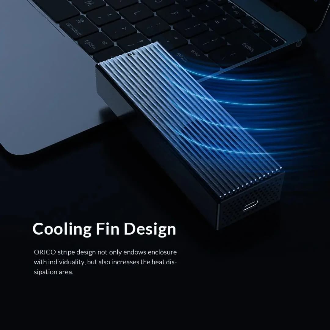 علبة ORICO M.2 NVME SSD مع مروحة تبريد مدمجة Type-C M2 20Gbps غلاف NVME SSD لـ M.2 NVME 2230 2242 2260 2280 SSD - 5