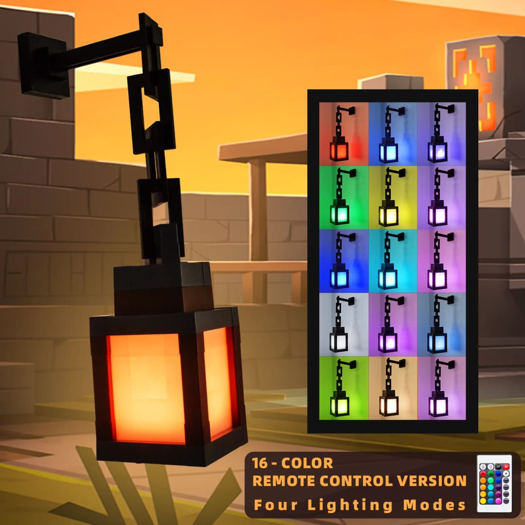 Pixel Style Night Light Portable Lantern Tabletop Ornament 16 Colors Lantern DIY Interior Decoration Festival Atmosphere Light - 2