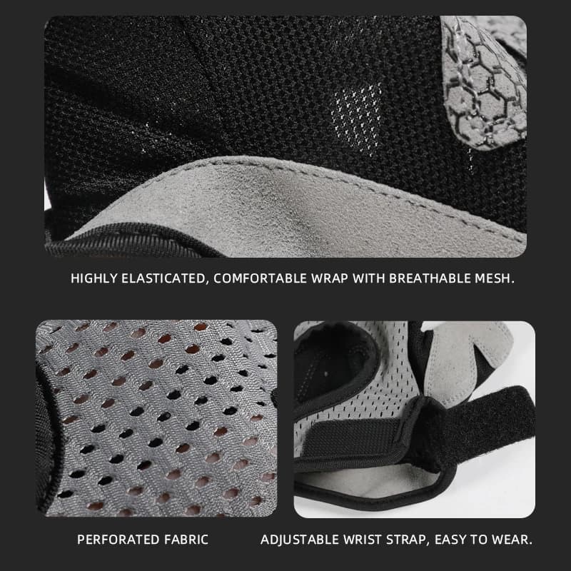 قفازات رياضية نصف إصبع من فيبوسي، قابلة للتنفس، مقاومة للانزلاق، مبطنه لراحة اليد، مناسبة لرفع الأثقال وركوب الدراجات والقيادة للرجال والنساء - 5