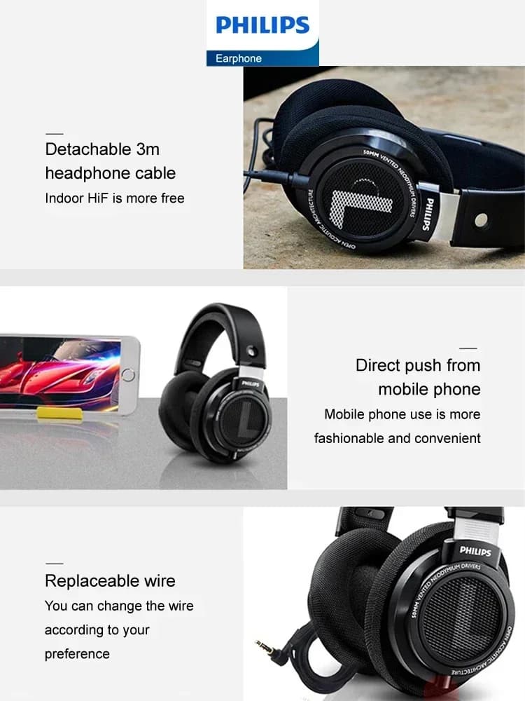 Philips SHP9500 Headphone Professional HiFi Gaming Earphones No Delay Wired for Computer PC Laptop Esports 3.5mm 6.3mm Headset - 5