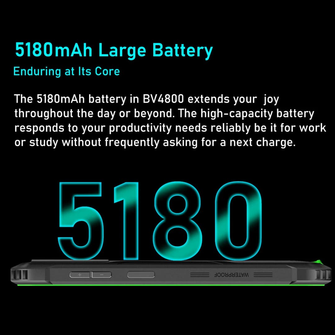 Blackview BV4800 Rugged Smartphone,6.56'' HD Display A22 Quad Core, 3GB 64GB, 5180mAh Battery, 13MP Camera, Android 13 Phone - 3