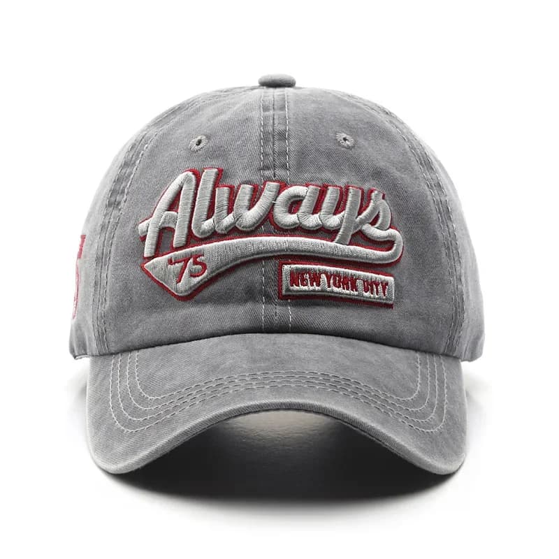 2025 Spring/Summer Unisex Cotton Baseball Cap Vintage Washed with Alphabet  ALWAYS Embroidery - Hip-Hop Inspired Snapback Design - 2