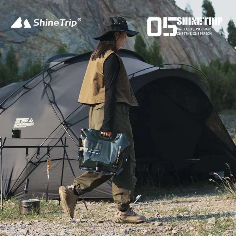 حقيبة ماء تخييم ShineTrip 8 لتر، حاوية ماء محمولة متعددة الاستخدامات، كيس قابل للطي مع صنبور، أدوات خارجية - 2
