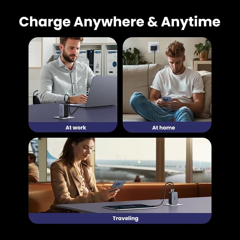شاحن GaN من UGREEN بقوة 65 واط يدعم Quick Charge 4.0 و3.0 وPPS وPD 3.0 للشحن السريع لأجهزة ماك بوك أير والكمبيوتر المحمول والتابلِت وهواتف آيفون 17 و16 و15 برو - 6