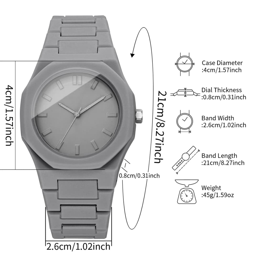 ساعة يد كوارتز للنساء بحزام بلاستيك، تصميم بسيط وأنيق، ريلوج موخير (بدون علبة) - 6