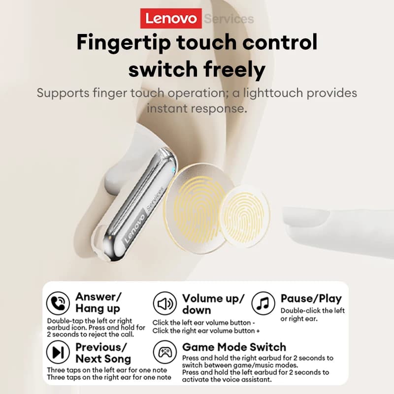 سماعات أذن بلوتوث لاسلكية Lenovo LE230، بلوتوث 6.0، سماعات أذن رياضية عالية، سماعات ألعاب إلكترونية طويلة التحمل، موديل جديد 2026 - 6