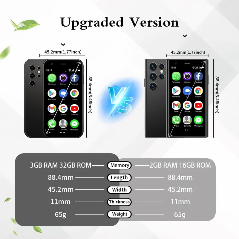 هاتف ذكي صغير SOYES S23 Pro & Mini 24، أندرويد 8.1، شريحتين، شاشة 3.0'' HD، بطارية 1000mAh، واي فاي، بلوتوث، شبكة 3G - 2