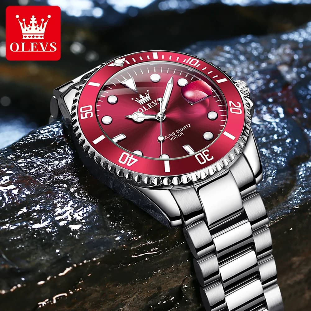 OLEVS Luxury Sport Man Watch Military Waterproof Luminous Date Week Men Watch Stainless Steel Quartz Men's Watches Male Clock - 5