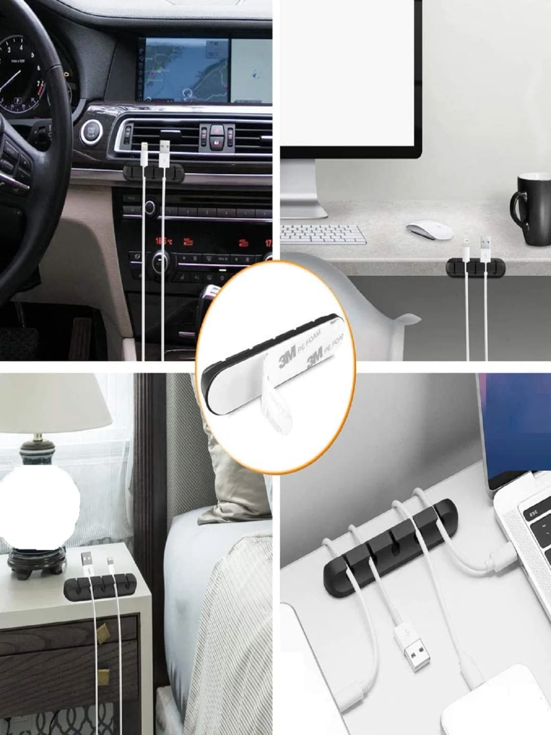Cable Holder Clips Cable Cord Wire Organizer Silicone USB Cable Winder Management Clips Self Adhesive for Mouse Keyboard Headset - 5