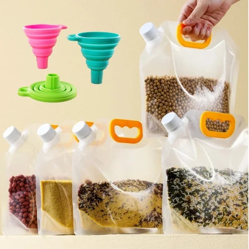 أكياس تخزين حبوب محكمة الغلق مقاومة للحشرات والرطوبة لحفظ الطعام طازجًا أكياس تخزين حبوب شفافة وقابلة لإعادة التدوير للمطبخ