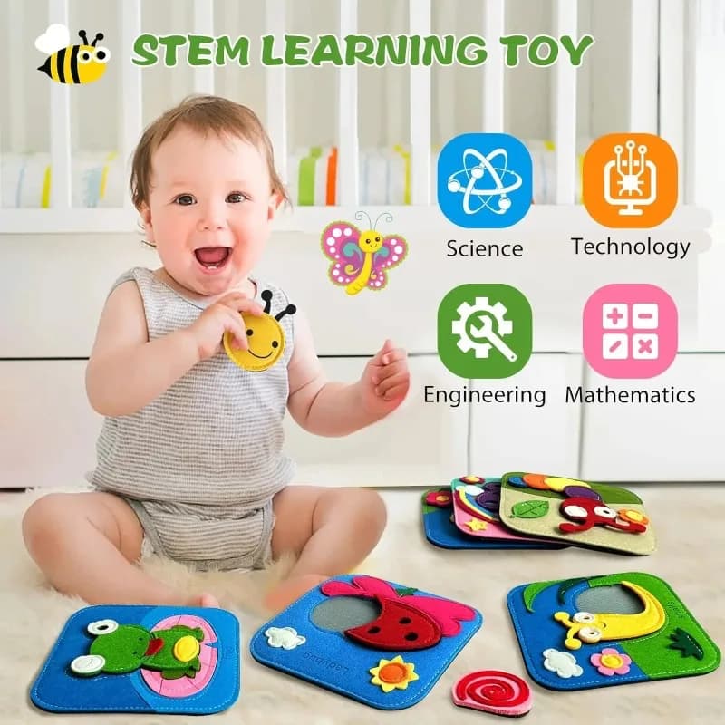 لوحة مشغول مونتيسوري زرافة كتاب ثلاثي الأبعاد للأطفال الصغار مهارات حركية دقيقة تعليم مبكر عادات تطوير المعرفة ألعاب حسية - 5