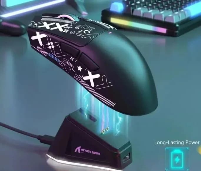ماوس ألعاب لاسلكي ATTACK SHARK X11 مع قاعدة شحن PixArt PAW3311 بلوتوث/2.4G لاسلكي/سلكي مستشعر ألعاب هدية ملصق مقاوم للانزلاق